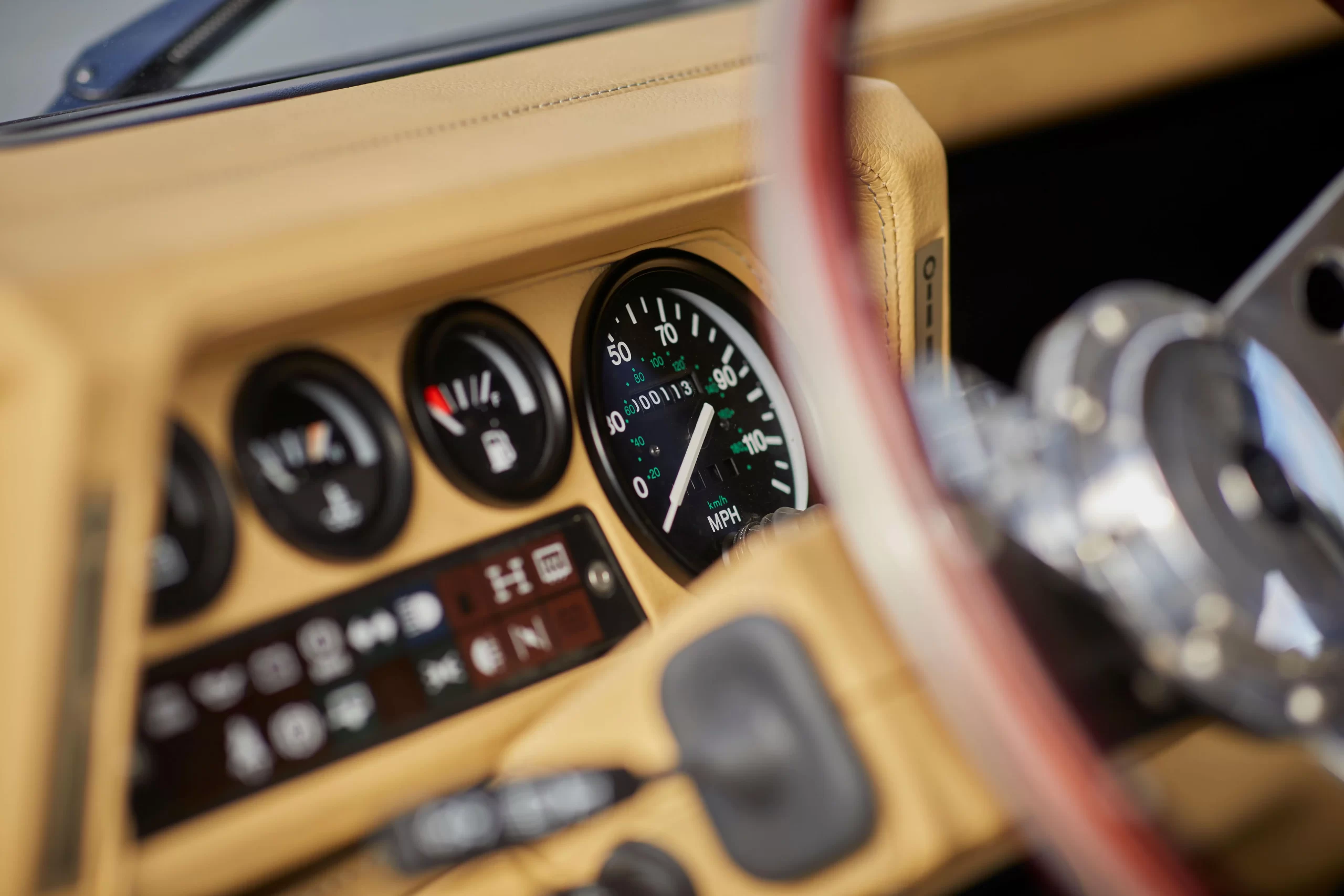 Restored Defender instruments and steering wheel