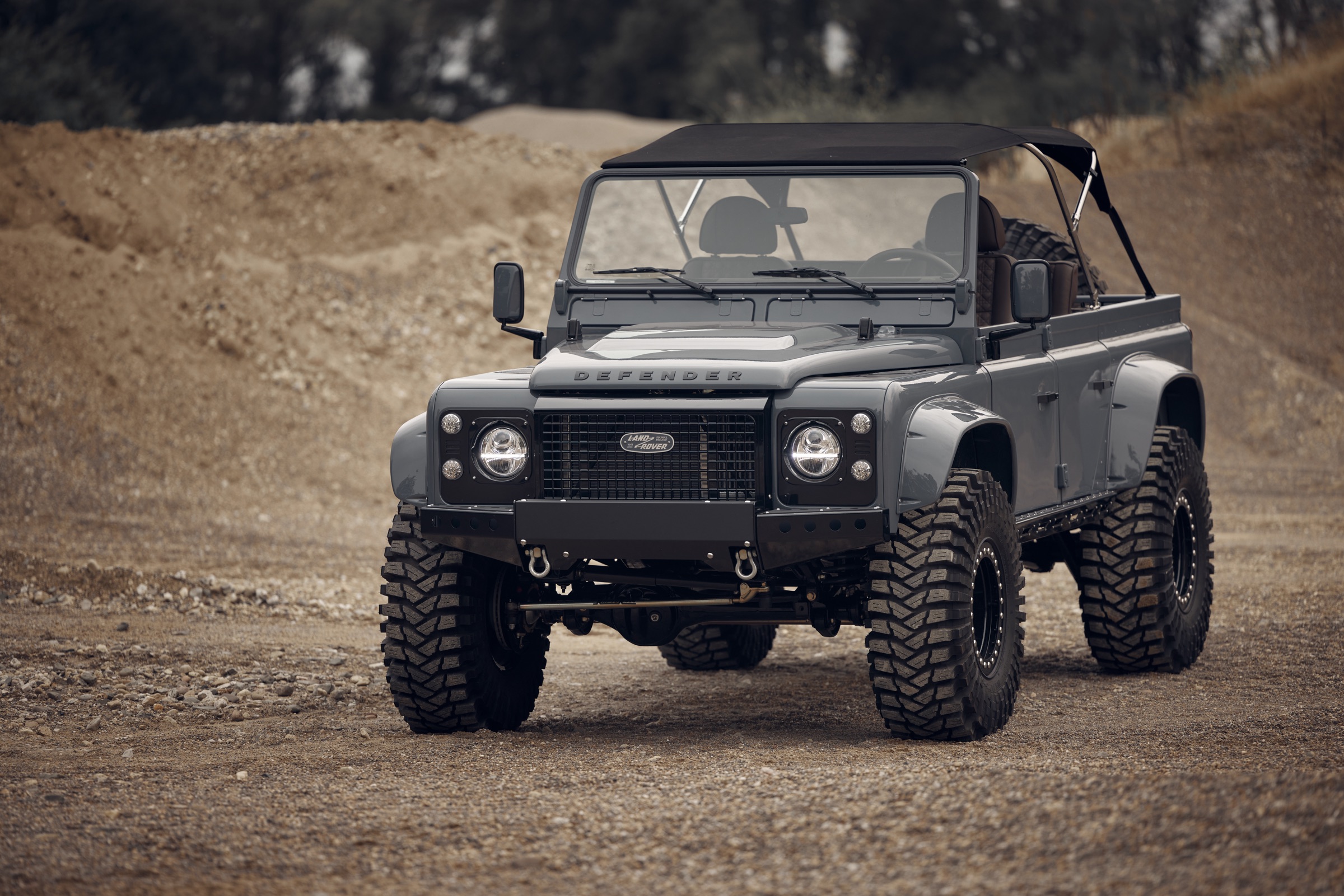 Black River House Defender photographed in woodland