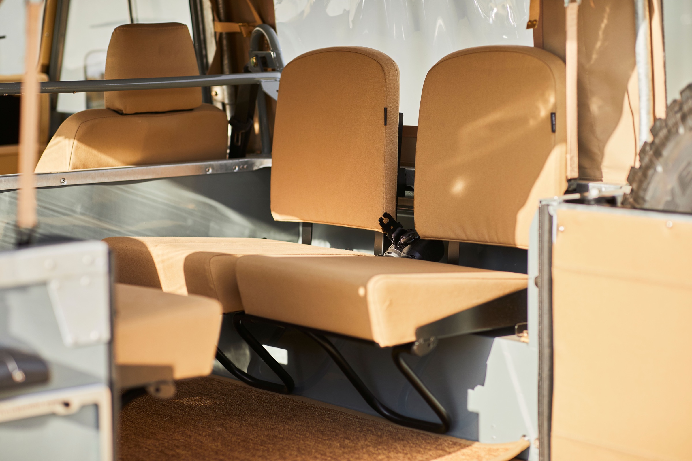 Leather being prepared for a River House Defender interior