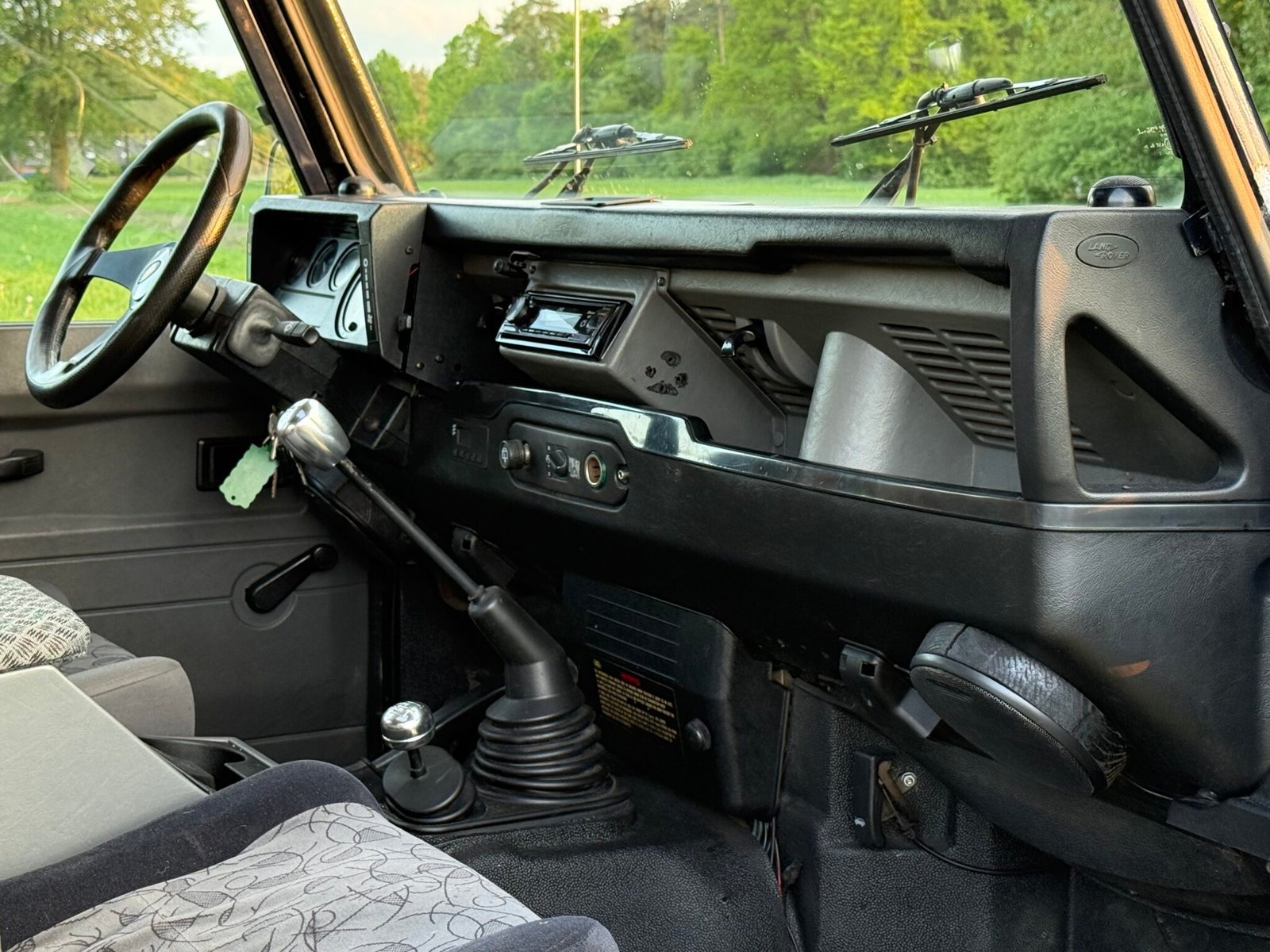 Original cloth cabin and dashboard of the 1999 Defender 90