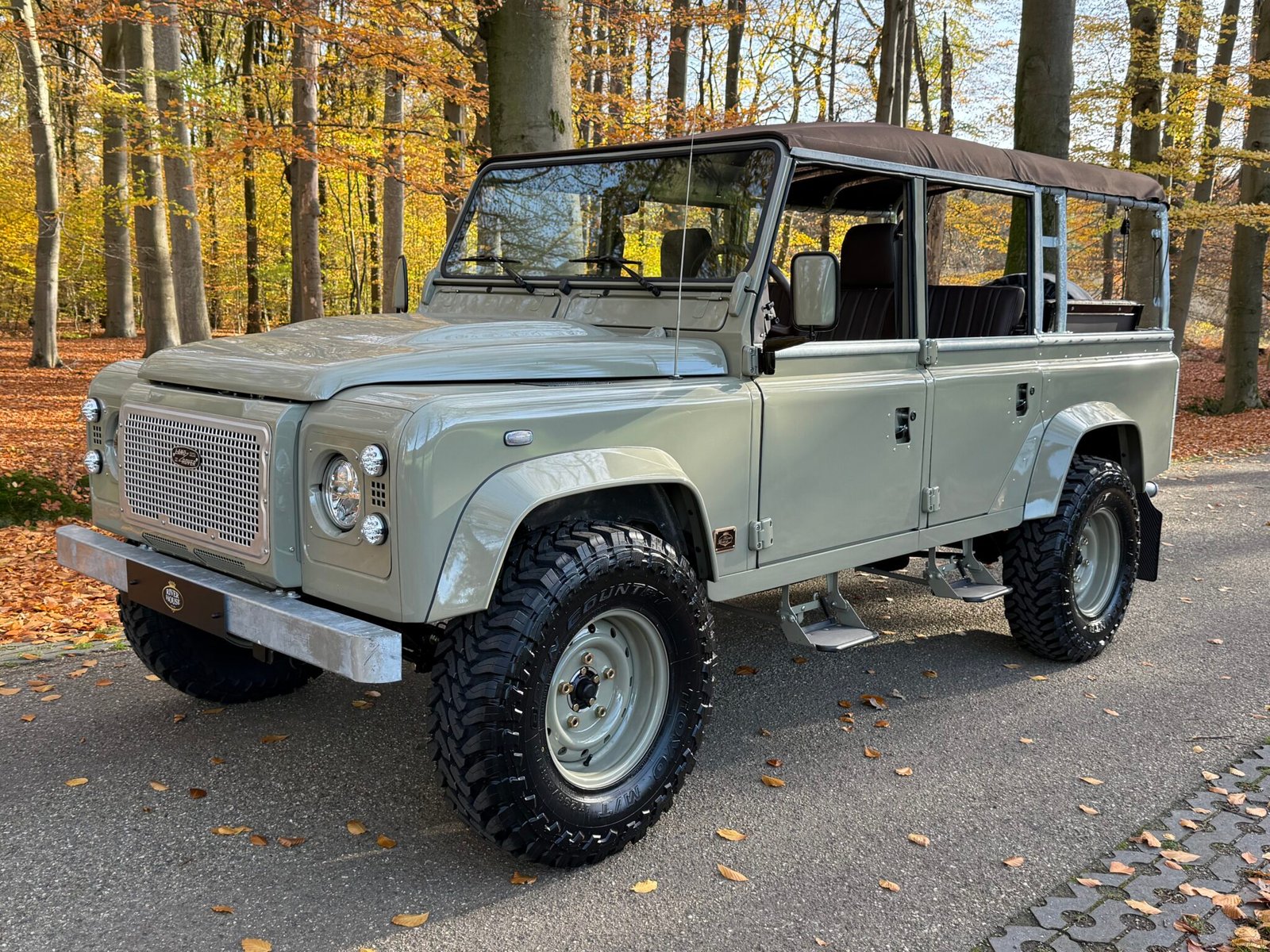 2005 Defender 110 Td5 Cabriolet in Sage Green/Grey with Chocolate Soft Top, frame off MASTERPIECE - Riverhouse Landrover